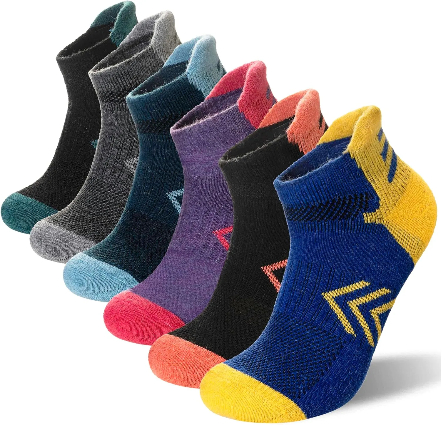 Velice Merino Wool Ankle Hiking Running Socks for Women Compression Thick Athletic Cushion Breathable No Show Socks 6 Pairs
