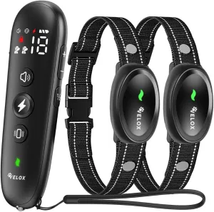 Velox Dog Collar | Anti-Bark Dog Training Collar | Dog Collar | LED Light Collar | Shock Collar | Vibration Collar | Obedience Trainer | 3in1 Modes: Sound, Vibration, Shock | 1600 ft [2 Pack] (2)