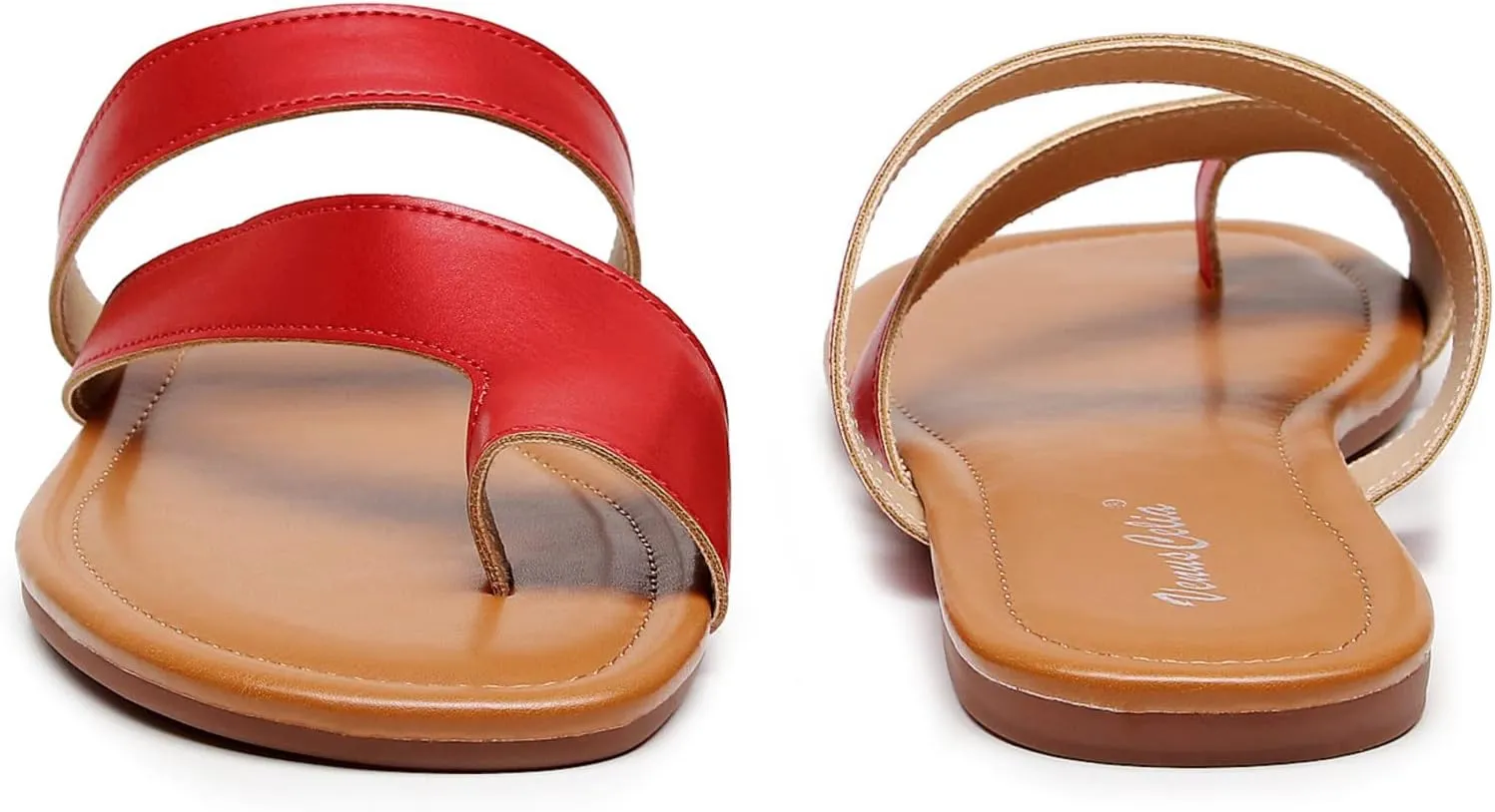 VenusCelia Women's Toe-Ring Wide Slide Sandal