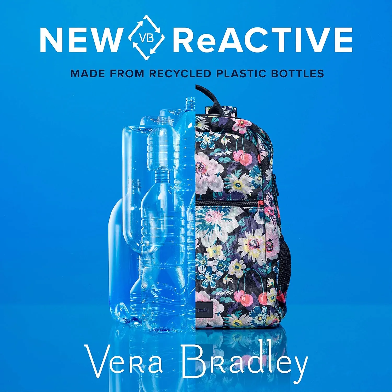 Vera Bradley Women's Recycled Lighten Up Reactive Mini Sling Backpack, Black, One Size
