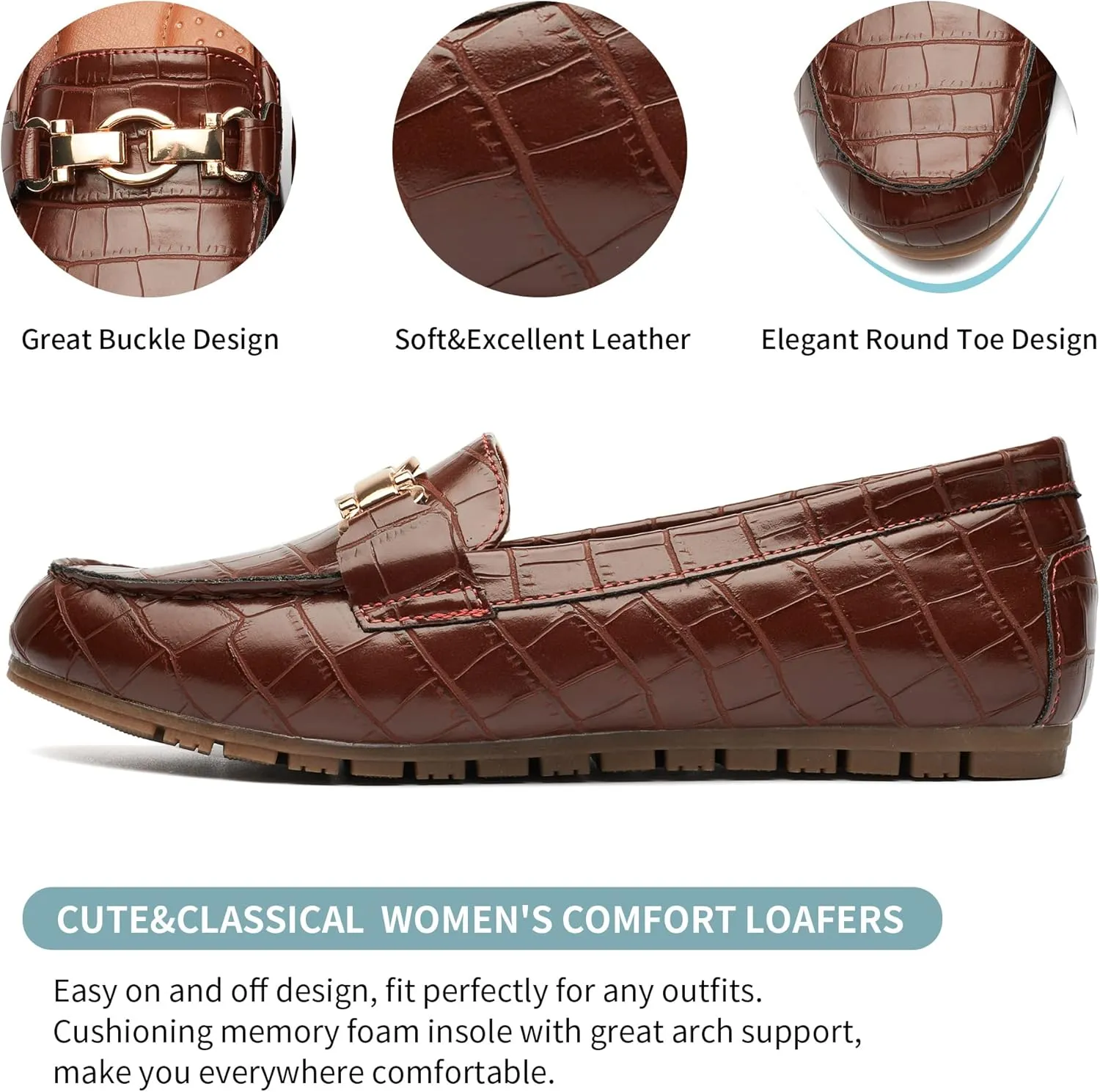 VERDASCO Women's Loafers Comfort Slip-Ons Flat Work Shoes Casual Moccasins Penny Loafers Lady Dress Shoes