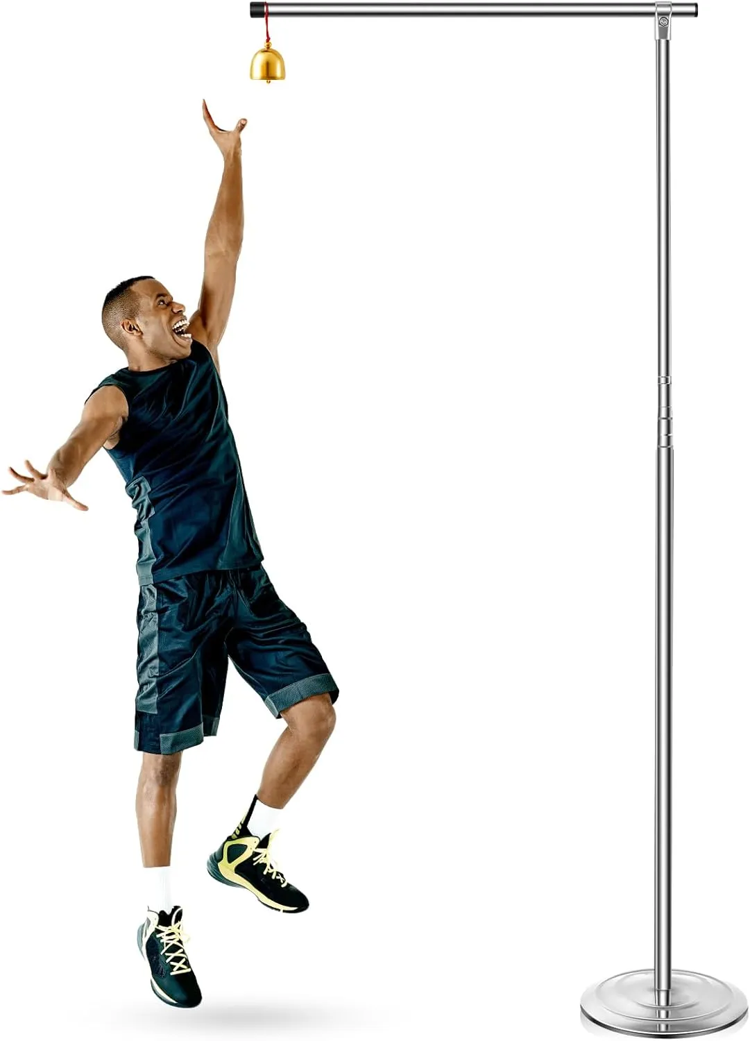 Vertical Jump Measurement Tool with a Tape 3.54-11.45 ft Adjustable Vertical Trainer Stand Vertical Jump Tester Floor Mounted Standing Vertical Height Jump Measure Equipped for Jump Training