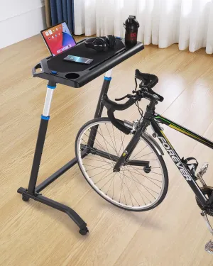 VEVOR Cycling Desk, Adjustable Bike Trainer & Treadmill Desk with Triangle Support, Non-Slip Multi-Slot Bike Trainer Fitness Desk with Handle Bar, Fit for Home Office Exercise