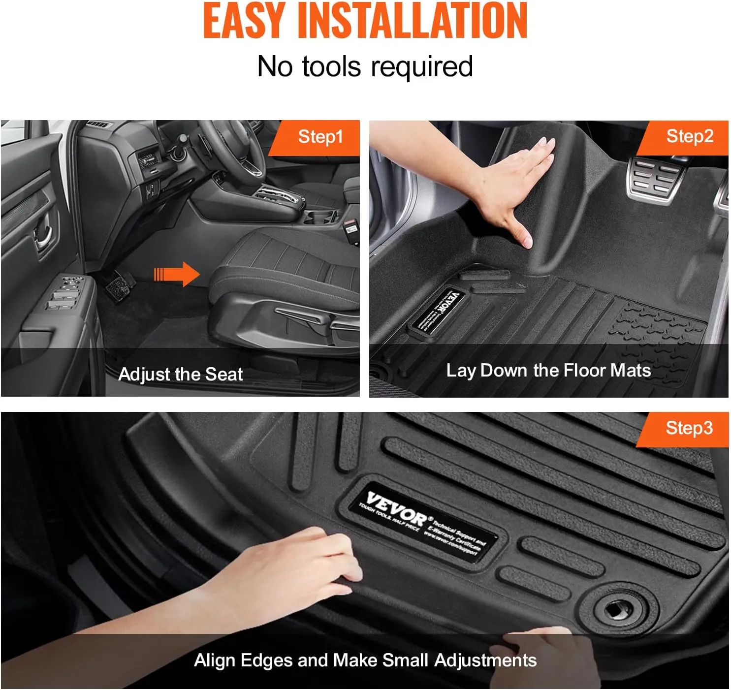 VEVOR Floor Mats Fits for Honda CR-V (Hybrid Models) 2017-2022, All Weather Protection, Custom Fit Car Floor Liners, Front & 2nd Row