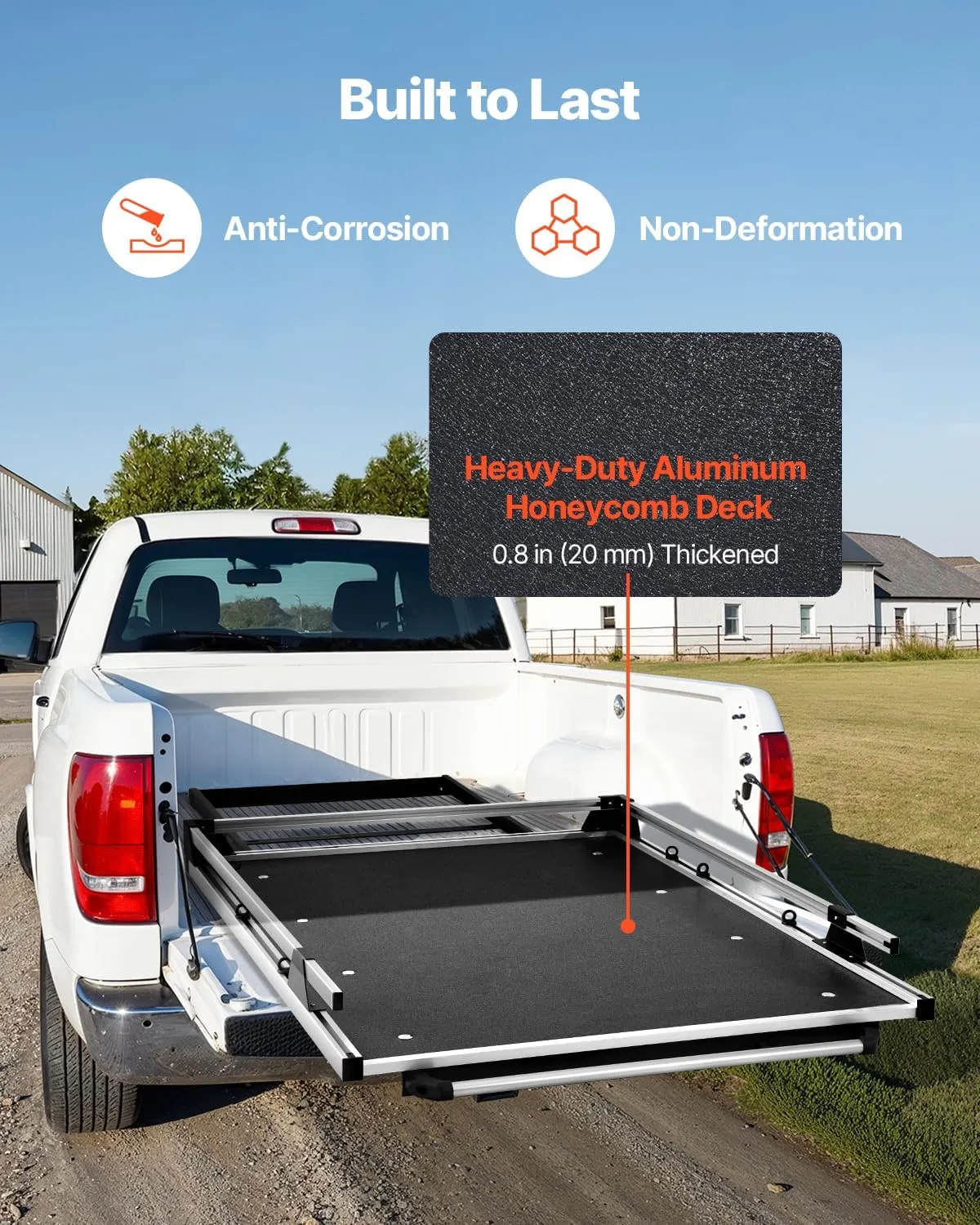 VEVOR Sliding Truck Bed Organizer, 65 x 48-Inch Heavy Duty Truck Bed Storage Drawer with 1000 lbs Capacity, Features 6 Movable Rings for Securing, 2-Postion Slide Out Tray for Pickup Trucks, Black
