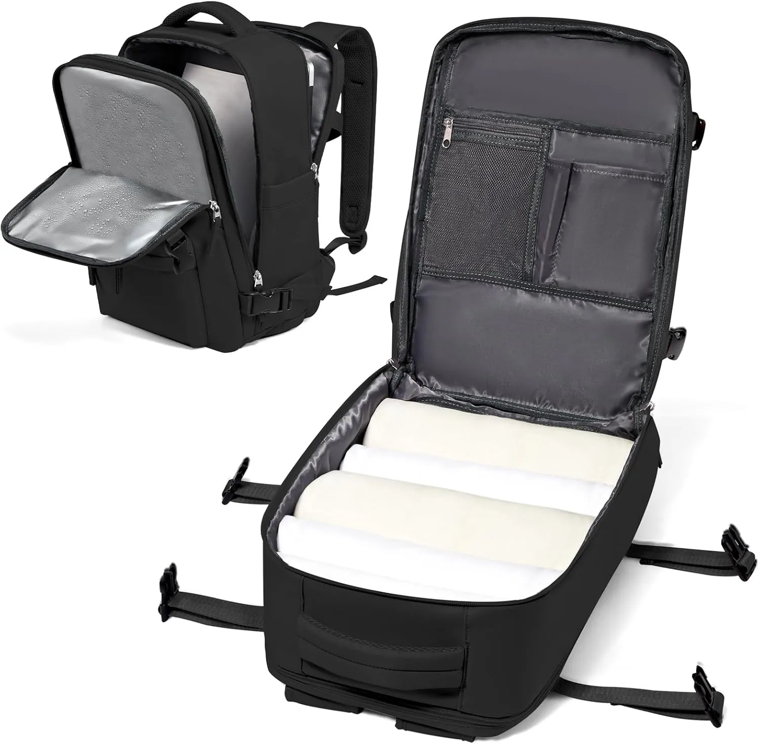 VGCUB Carry on Travel Backpack for Women Men Large Laptop Gym Work Frontier Airlines Personal Item Bag Business Airport Lightweight Backpack Flight Approved Mochilas de Viaje Black