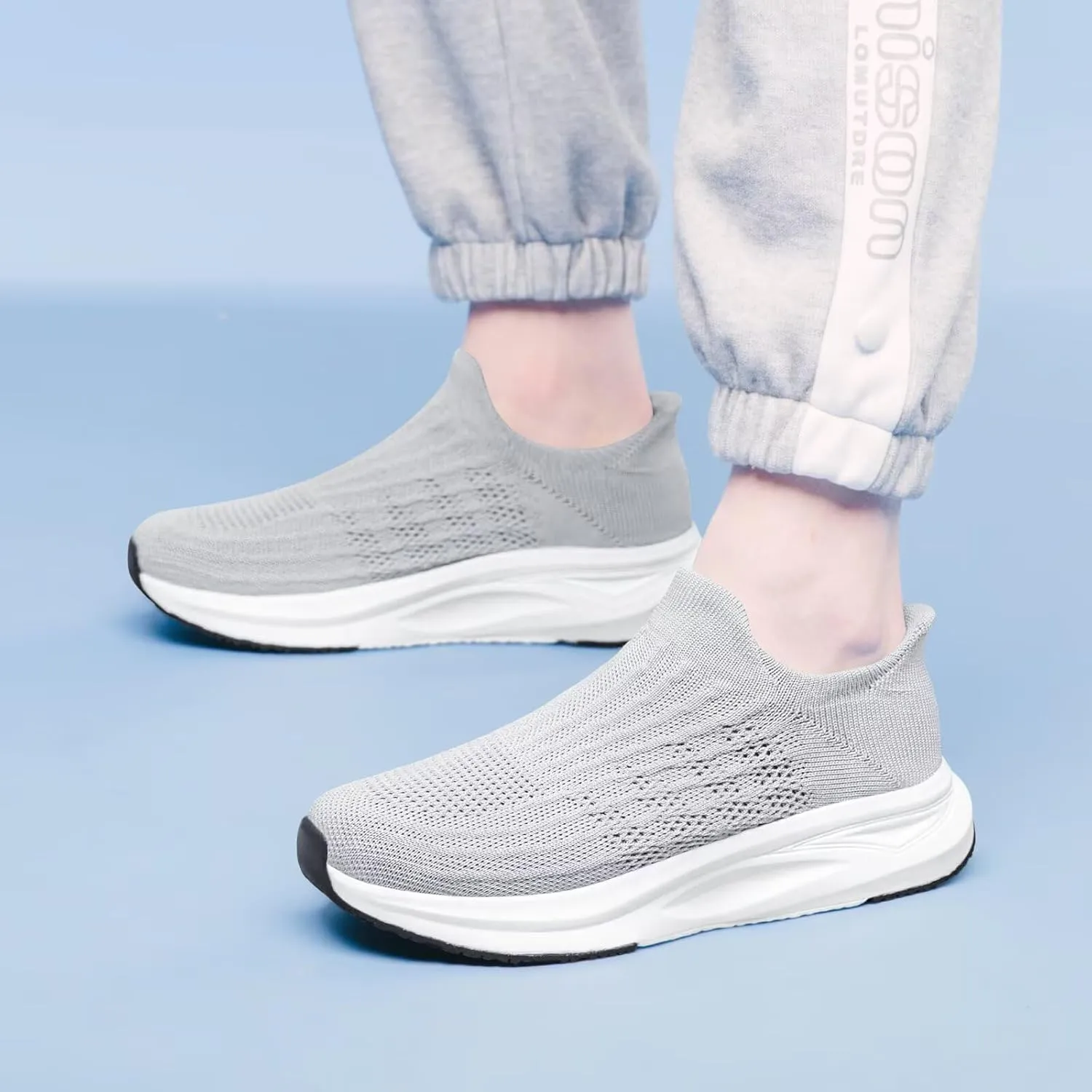 vibdiv Slip-in Walking Shoes Men Barefoot Sock Sneakers Flat Lightweight Casual Comfortable Breathable Laceless