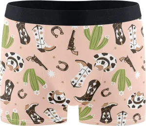 visesunny Men's Boxer Briefs Cowboy Boot Hat Horse Shoe Cactus Soft Underwear Comfort Stretch Waistband Underpants S-XXL