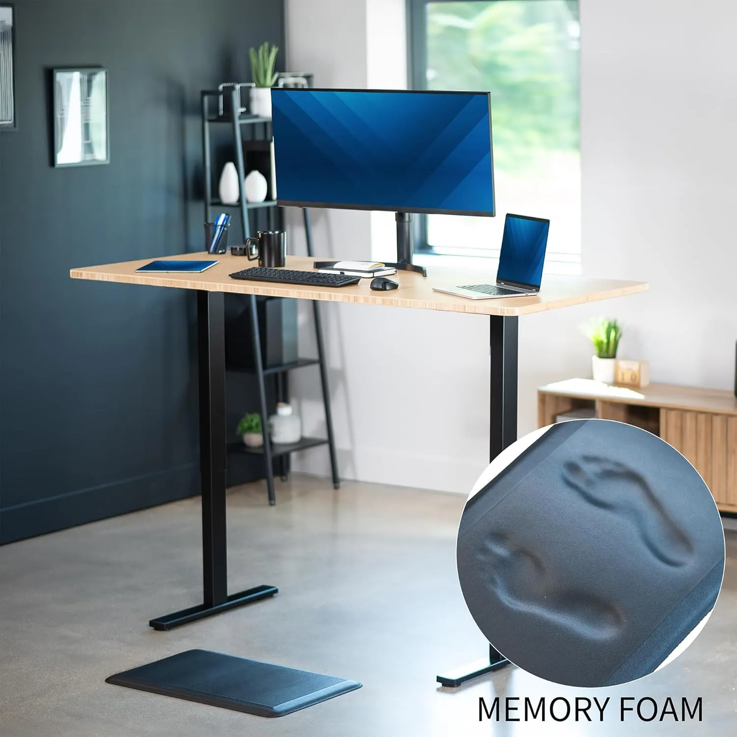 VIVO Anti-Fatigue 28 x 17 inch Supportive Comfortable Padded Foam Floor Mat, 0.9 inch Thick for Standing Desks, Office, Kitchen, Laundry, Home, Garage, Stain Resistant, Black, MAT-F-V28D