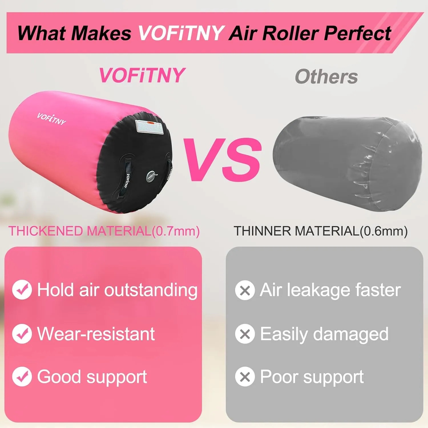 VOFiTNY Gymnastics Air Barrel Air Roller, Tumbling Trainer Octagon Mat Roller Back-bend for Home/Gym, Do Not Include Pump