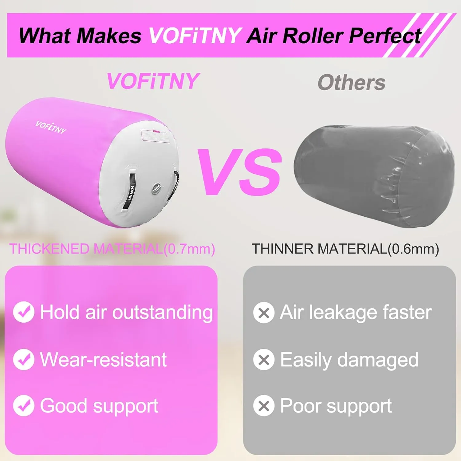 VOFiTNY Gymnastics Air Barrel Air Roller, Tumbling Trainer Octagon Mat Roller Back-bend for Home/Gym, Do Not Include Pump