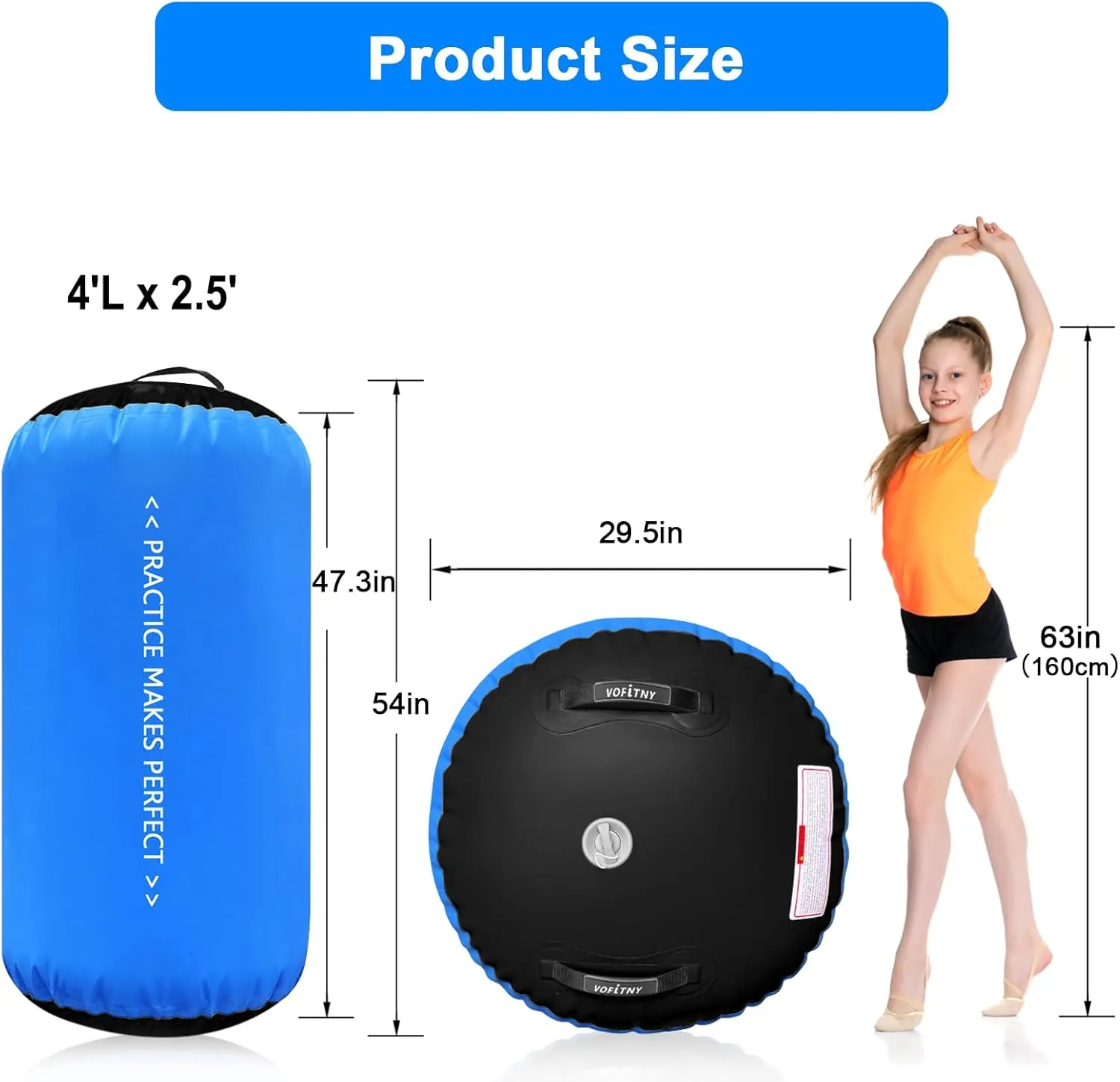 VOFiTNY Gymnastics Air Barrel Air Roller, Tumbling Trainer Octagon Mat Roller Back-bend for Home/Gym, Do Not Include Pump