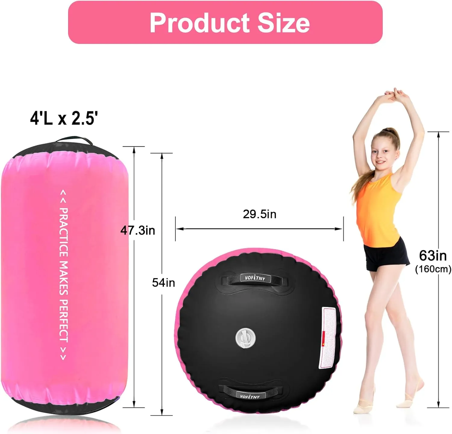 VOFiTNY Gymnastics Air Barrel Air Roller, Tumbling Trainer Octagon Mat Roller Back-bend for Home/Gym, Do Not Include Pump
