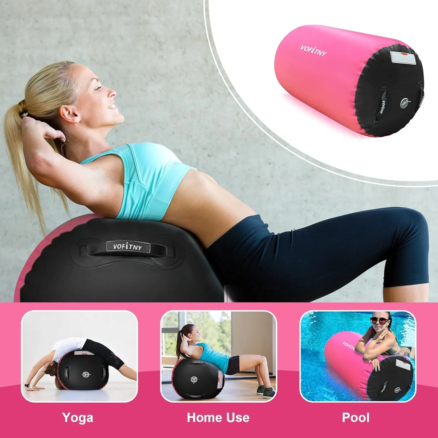 VOFiTNY Gymnastics Air Barrel Air Roller, Tumbling Trainer Octagon Mat Roller Back-bend for Home/Gym, Do Not Include Pump