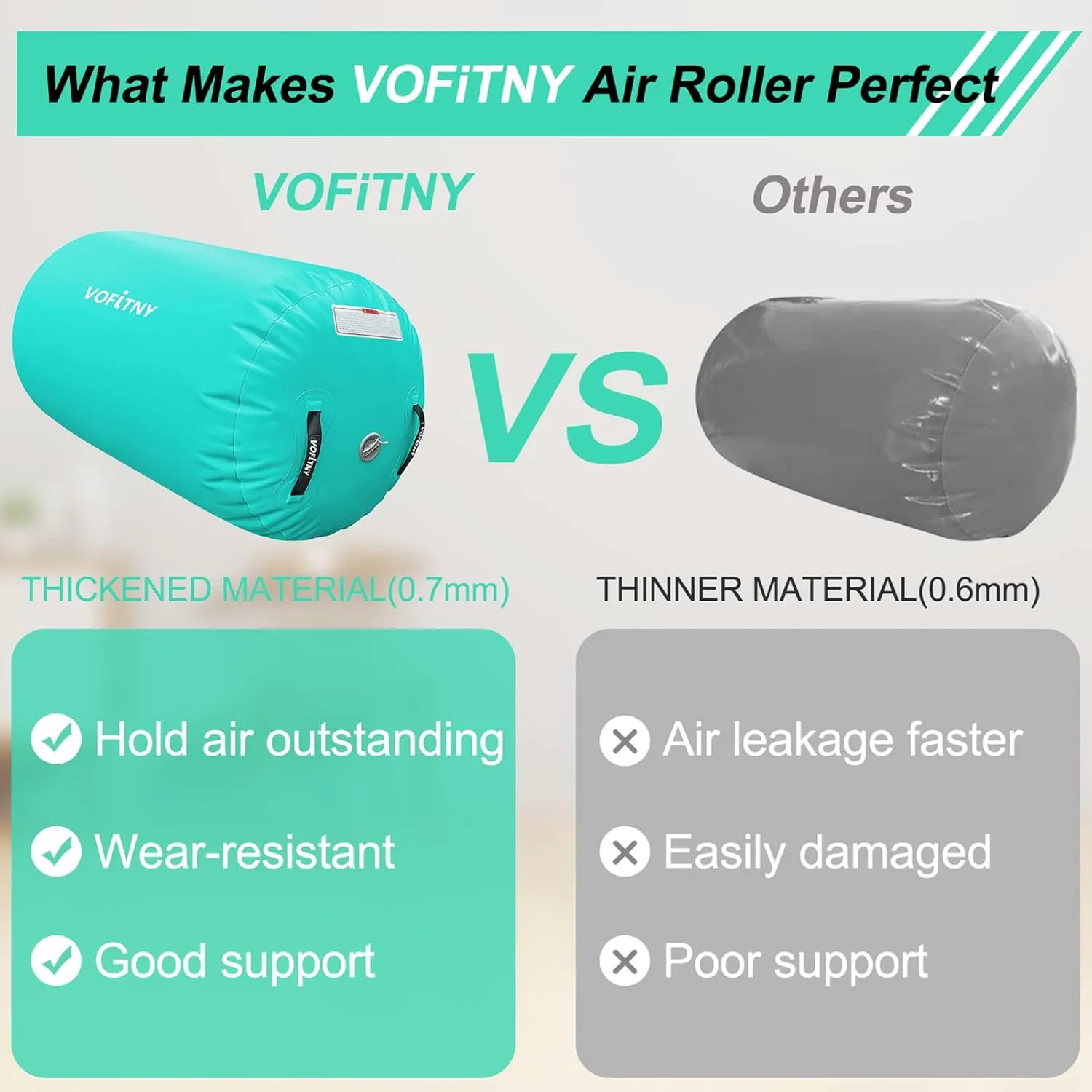 VOFiTNY Gymnastics Tumbling Equipment Air Barrel Inflatable Octagon Tumbler Roller Back-bend Trainer Chearleeding Mat Without Pump