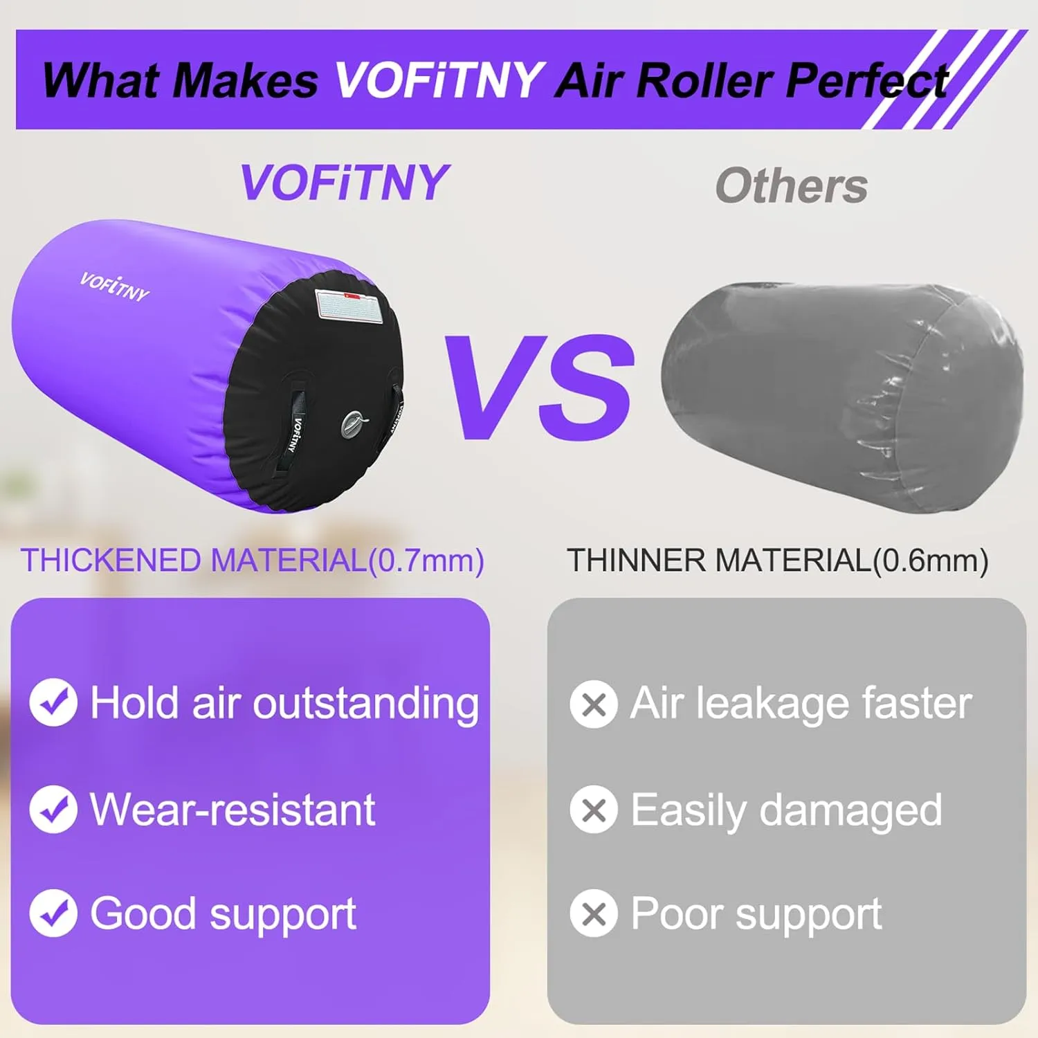 VOFiTNY Gymnastics Tumbling Equipment Air Barrel Inflatable Octagon Tumbler Roller Back-bend Trainer Chearleeding Mat Without Pump