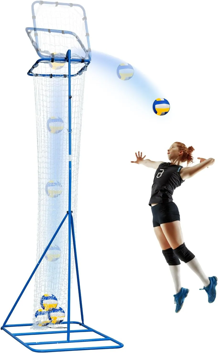Volleyball Setter Trainer Net with 3 Angle Adjustment, 8.53 ft to 9.84 ft Adjustable Height for Professional, Beginner Serving, Passing Setting Training Practice Equipment Indoor and Outdoor