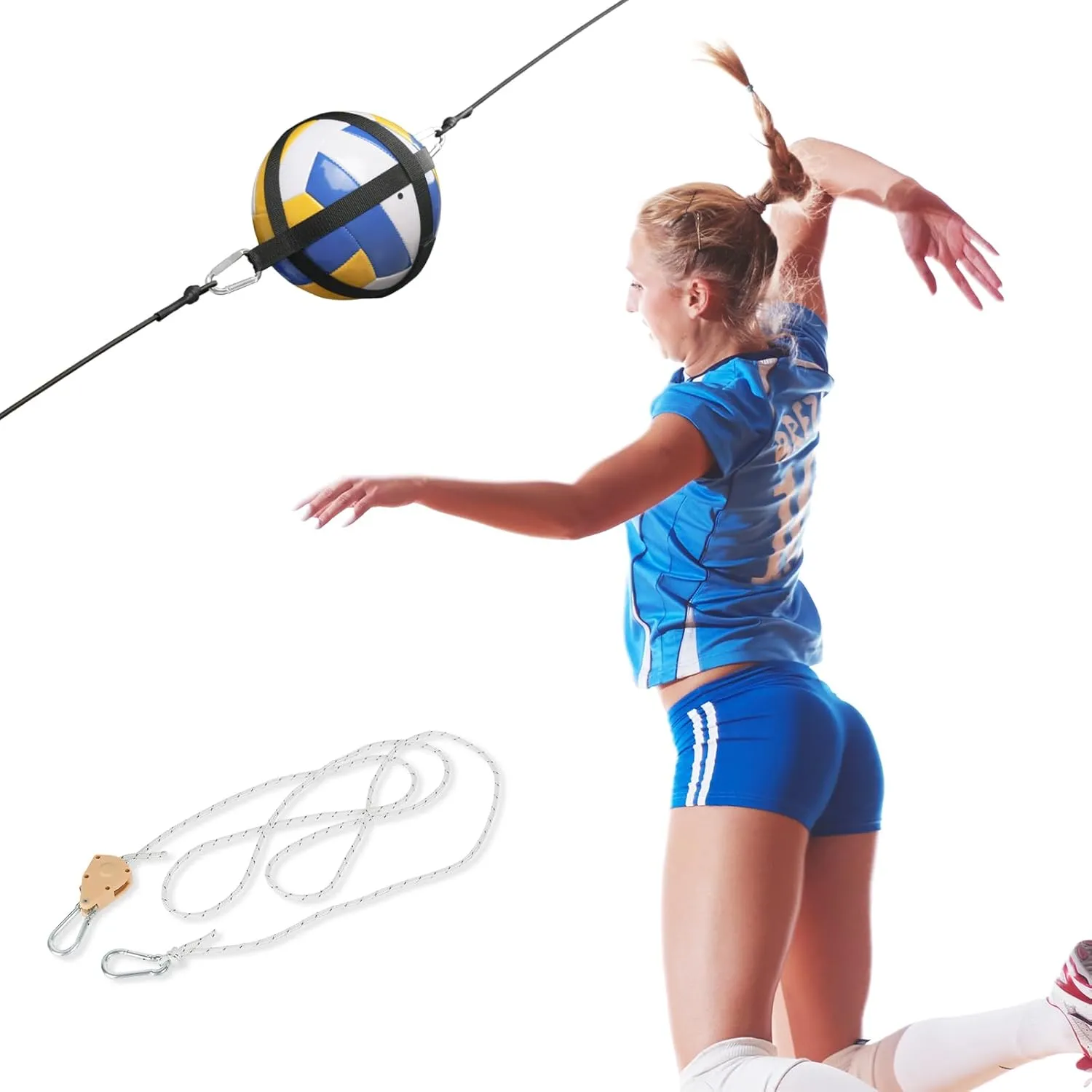 Volleyball Training Equipment Aid System - Adjustable High Elasticity Volleyball Spike Trainer, Solo Spiking Hitting Serving Like a Pro Volleyball Practice Equipment Gift for Beginners & Experts
