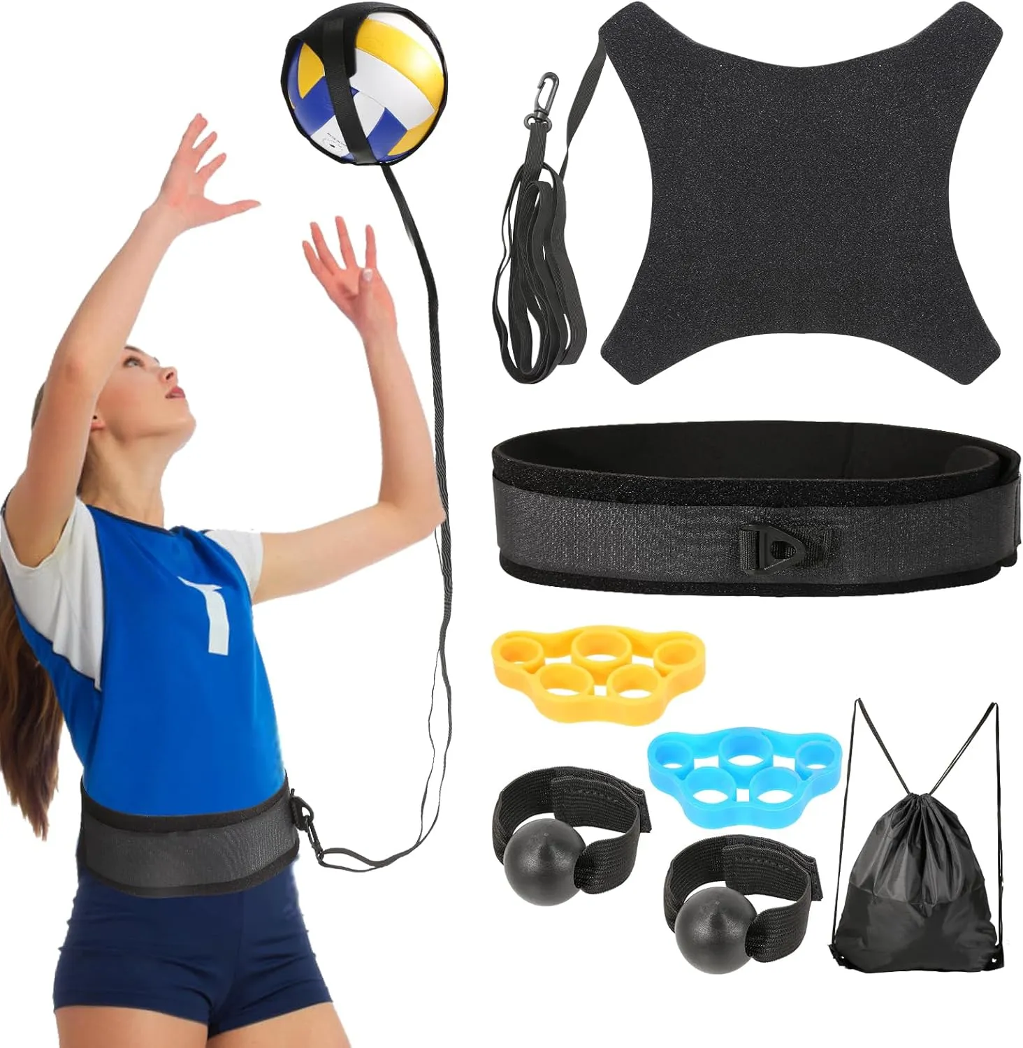 Volleyball Training Equipment Aid,Premium Volleyball Rebounder Trainer Kit,Solo Practice Trainer for Serving Setting Spiking and Arm Swing,Volleyball Gifts for Teen Girls & Boys