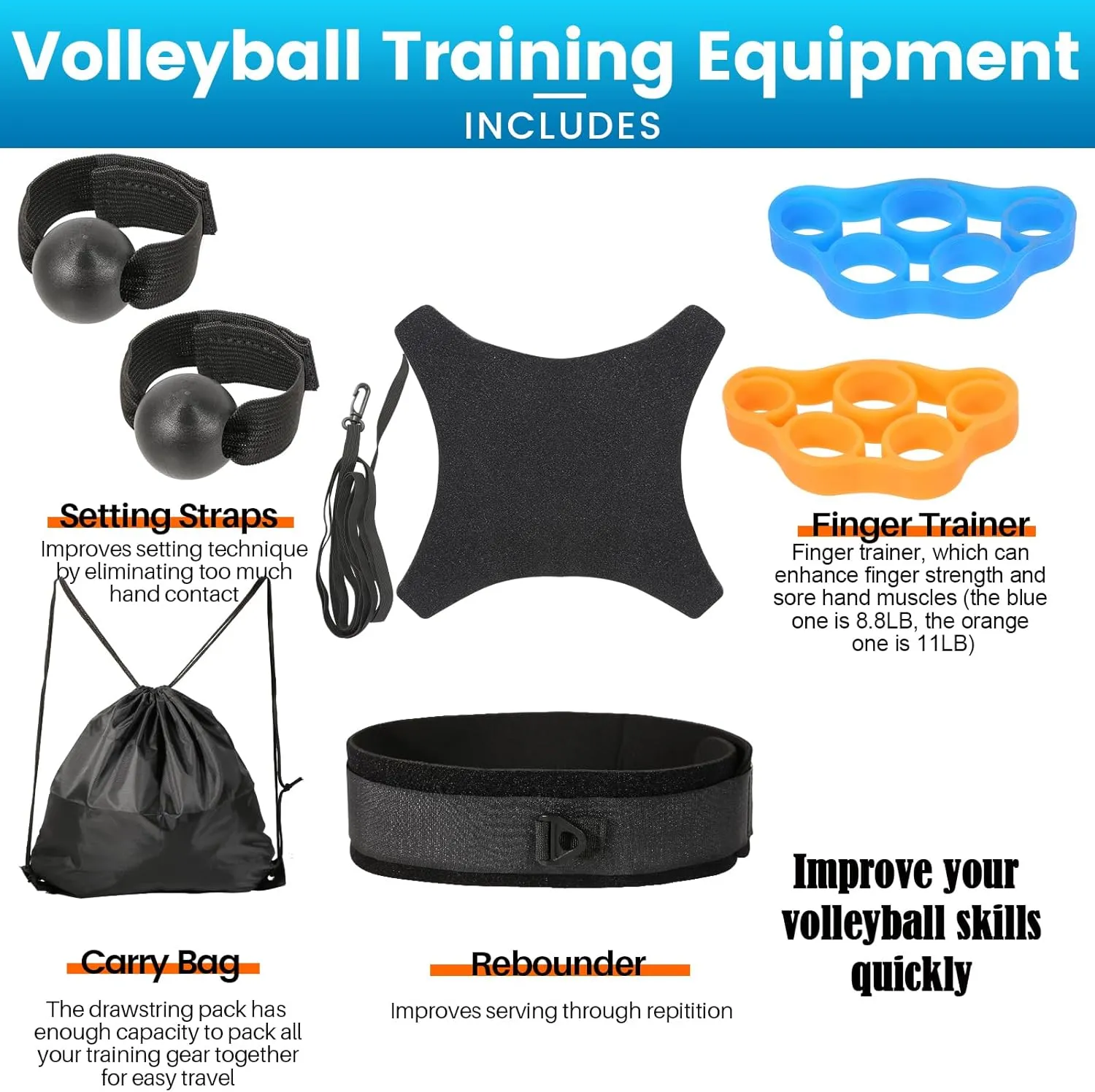 Volleyball Training Equipment Aid,Premium Volleyball Rebounder Trainer Kit,Solo Practice Trainer for Serving Setting Spiking and Arm Swing,Volleyball Gifts for Teen Girls & Boys