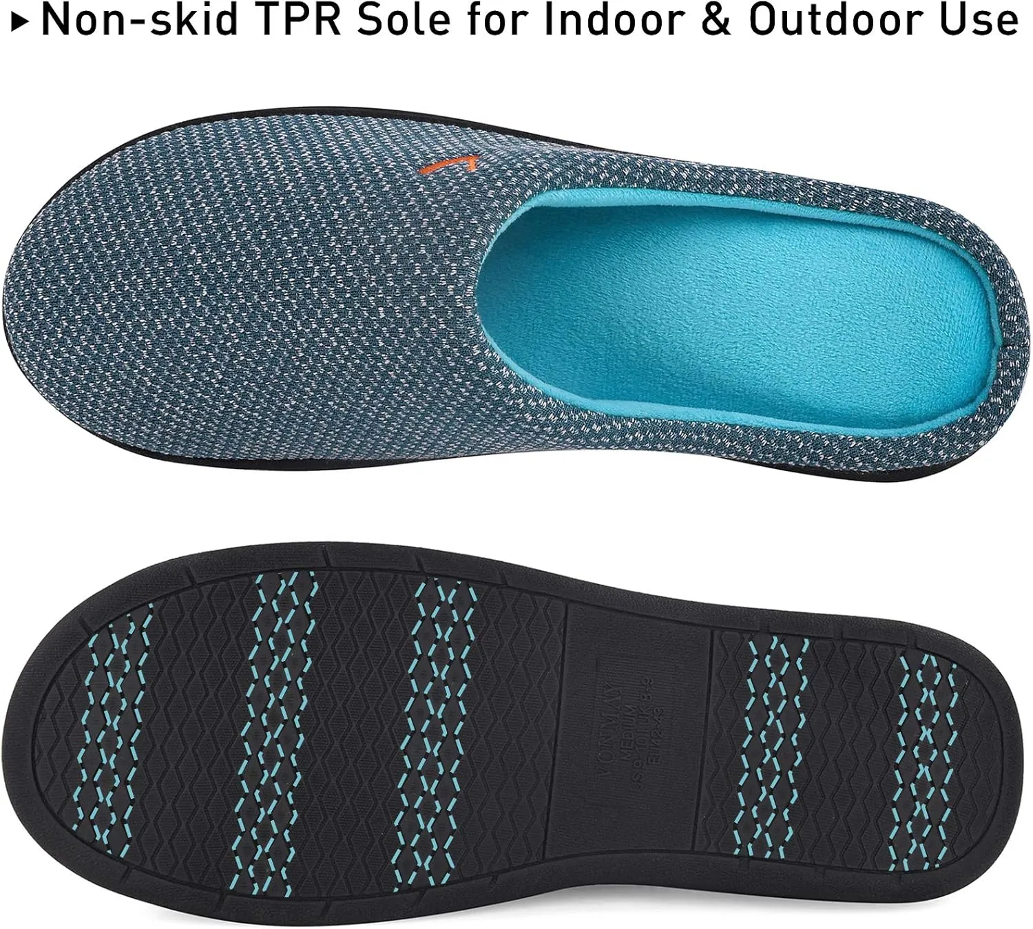 VONMAY Men's Two-Tone Slippers Slip On Memory Foam Comfy House Shoes Lightweight Indoor Outdoor