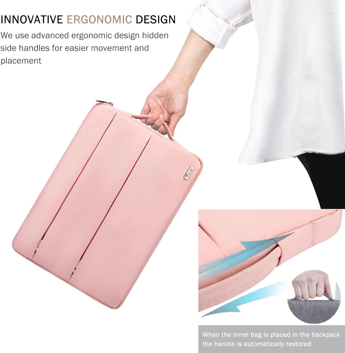 Voova 14 15 Inch Laptop Sleeve Case, Waterproof Computer Bag Cover Compatible with MacBook Pro 14 M3/M2/M1, MacBook Air 15 M2 / MacBook Pro 15,15 Surface Laptop 5/4,14 HP Stream Dell Acer Asus, Pink