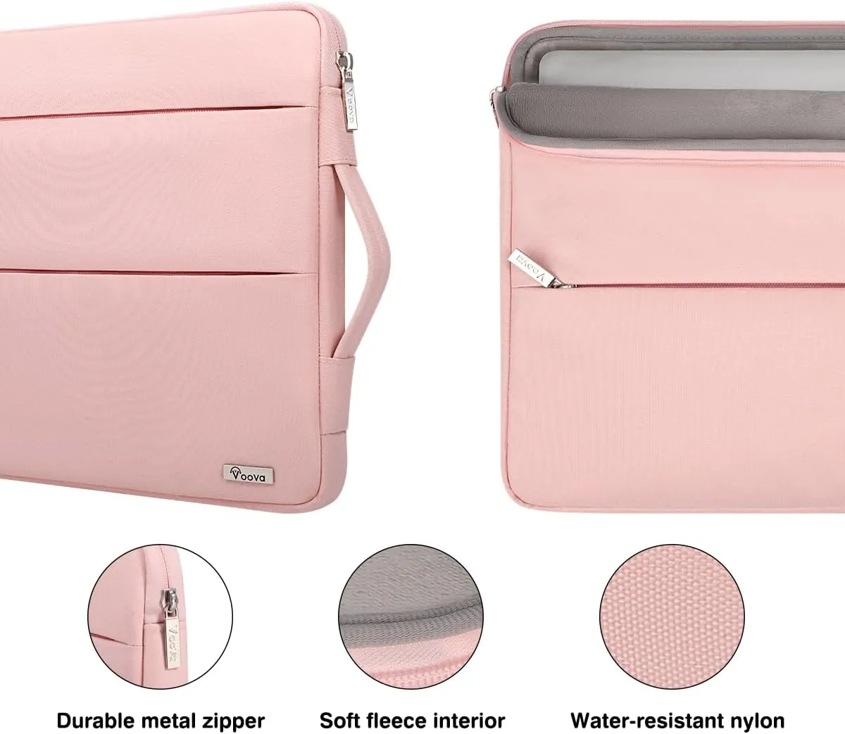 Voova 14 15 Inch Laptop Sleeve Case, Waterproof Computer Bag Cover Compatible with MacBook Pro 14 M3/M2/M1, MacBook Air 15 M2 / MacBook Pro 15,15 Surface Laptop 5/4,14 HP Stream Dell Acer Asus, Pink