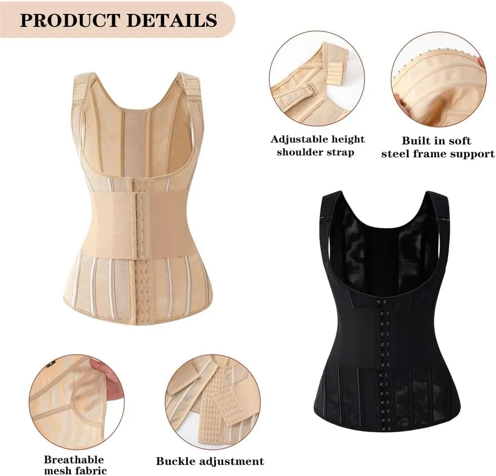 Waist Cincher Shoulder Straps Shapewear Double Belt Corset Wrap Girdle Tummy Control Waist Trainer Shaper for Women