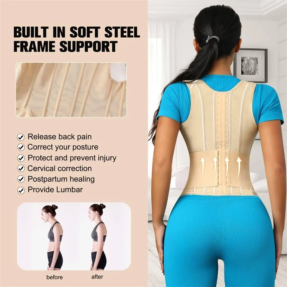 Waist Cincher Shoulder Straps Shapewear Double Belt Corset Wrap Girdle Tummy Control Waist Trainer Shaper for Women