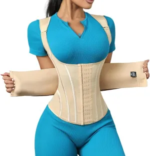 Waist Cincher Shoulder Straps Shapewear Double Belt Corset Wrap Girdle Tummy Control Waist Trainer Shaper for Women