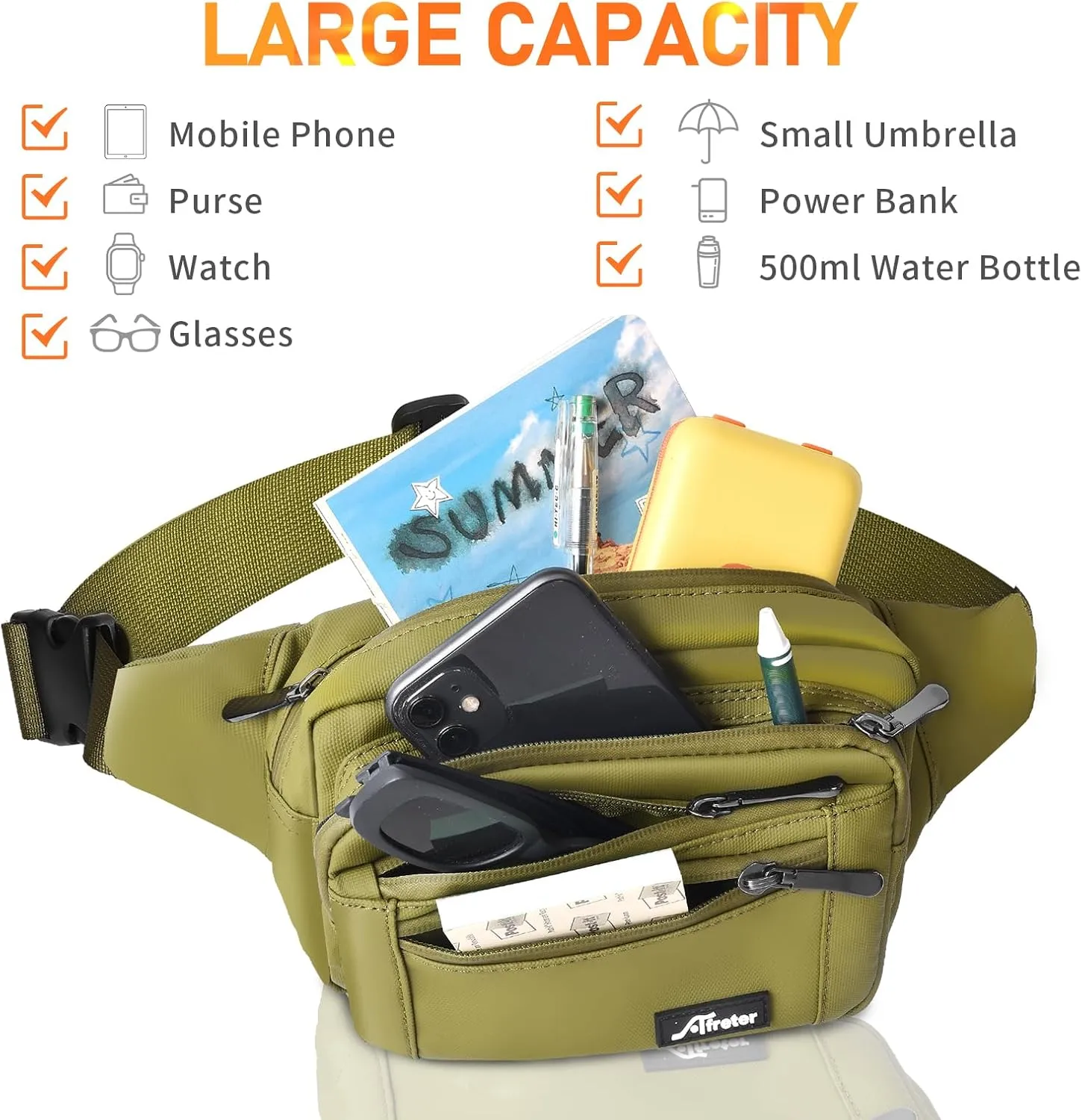 Waist Pack Bag Fanny Pack for Men&Women Hip Bum Bag with Adjustable Strap for Outdoors Workout Traveling Casual Running Hiking Cycling (Army Green-1)