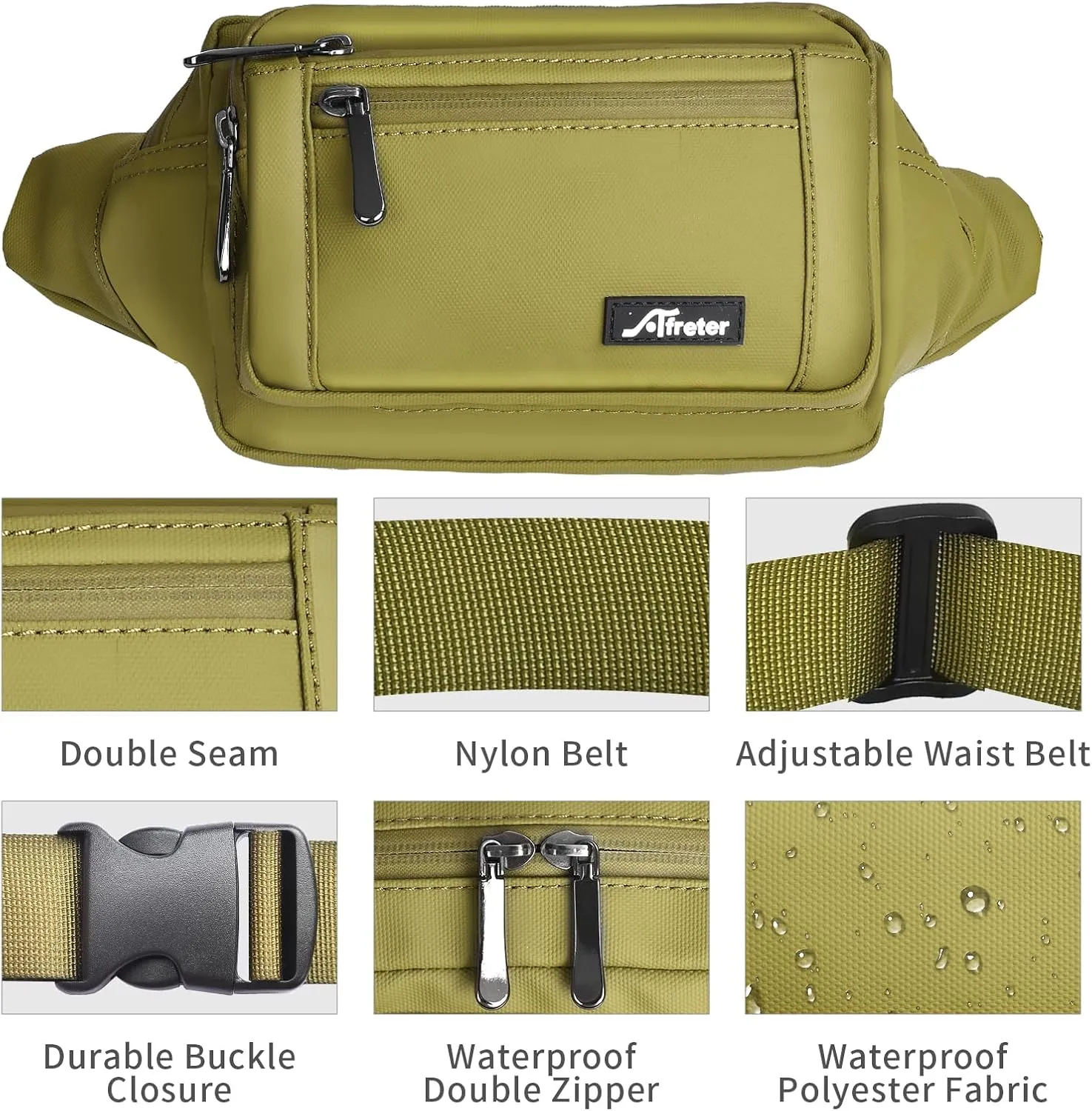 Waist Pack Bag Fanny Pack for Men&Women Hip Bum Bag with Adjustable Strap for Outdoors Workout Traveling Casual Running Hiking Cycling (Army Green-1)