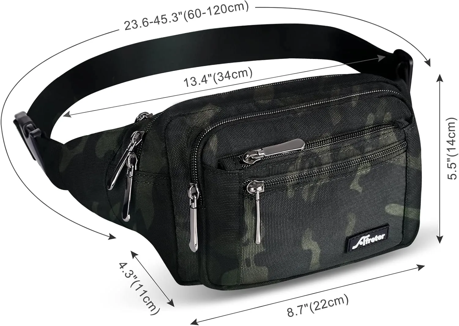Waist Pack Bag Fanny Pack for Men&Women Hip Bum Bag with Adjustable Strap for Outdoors Workout Traveling Casual Running Hiking Cycling (Black Camo)