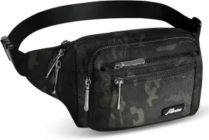 Waist Pack Bag Fanny Pack for Men&Women Hip Bum Bag with Adjustable Strap for Outdoors Workout Traveling Casual Running Hiking Cycling (Black Camo)