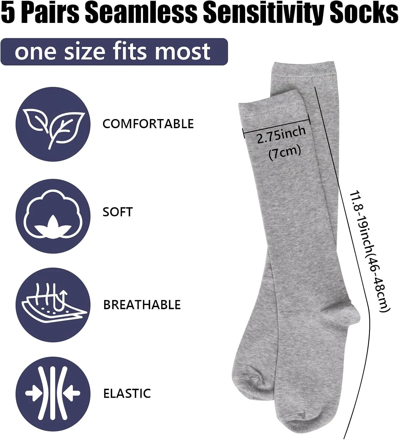 Walking Boot Socks Replacement Sock Liner for Orthopedic Walking Boots Walker Brace for Men Women, Seamless Breathable Medical Tube Cast Boot Surgical Leg Cover, 5 Pairs