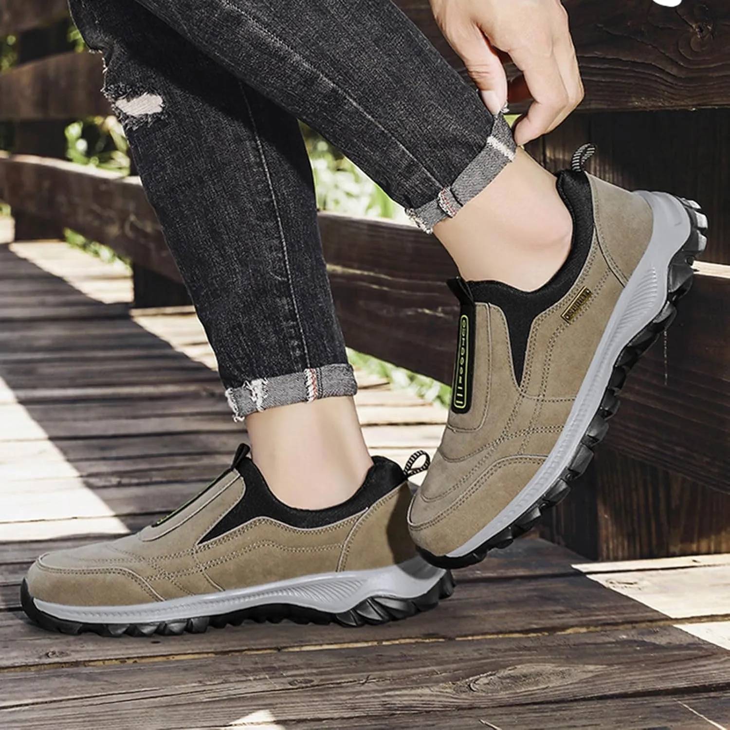 Walking Sneakers Men's Hiking Shoes Non-Slip Trekking Trail Shoes Lightweight Breathable Outdoor Shoes Extra Wide