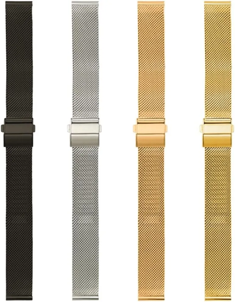watch straps 16mm 18mm 20mm 22mm Quick Release Mesh Loop Watch Band Stainless Steel Metal Folding Buckle Wrist Strap Accessories
