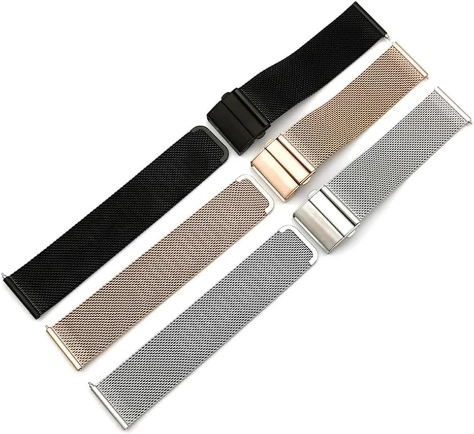 watch straps 16mm 18mm 20mm 22mm Quick Release Mesh Loop Watch Band Stainless Steel Metal Folding Buckle Wrist Strap Accessories