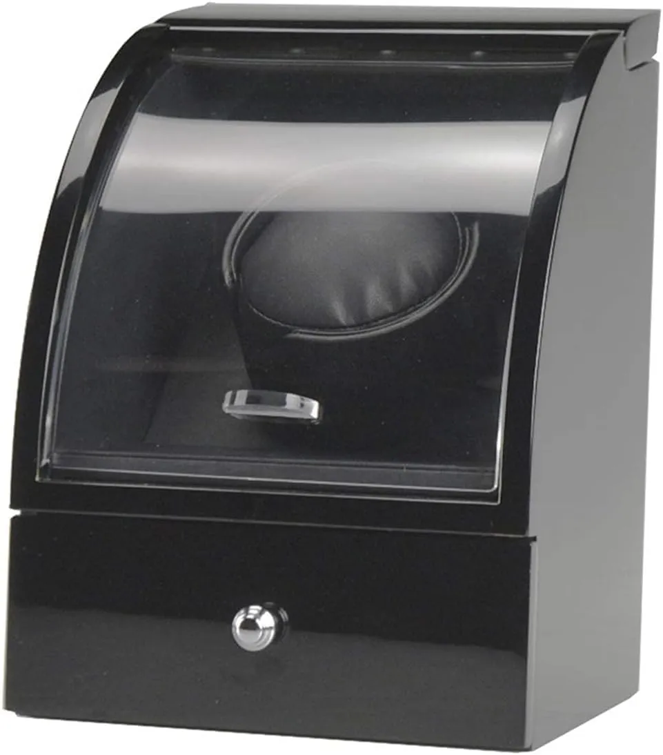 Watches and Jewelry Automatic Single Watch Winder, 15 Rotation Mode Setting, Wood Shell High Gloss Paint with Drawer