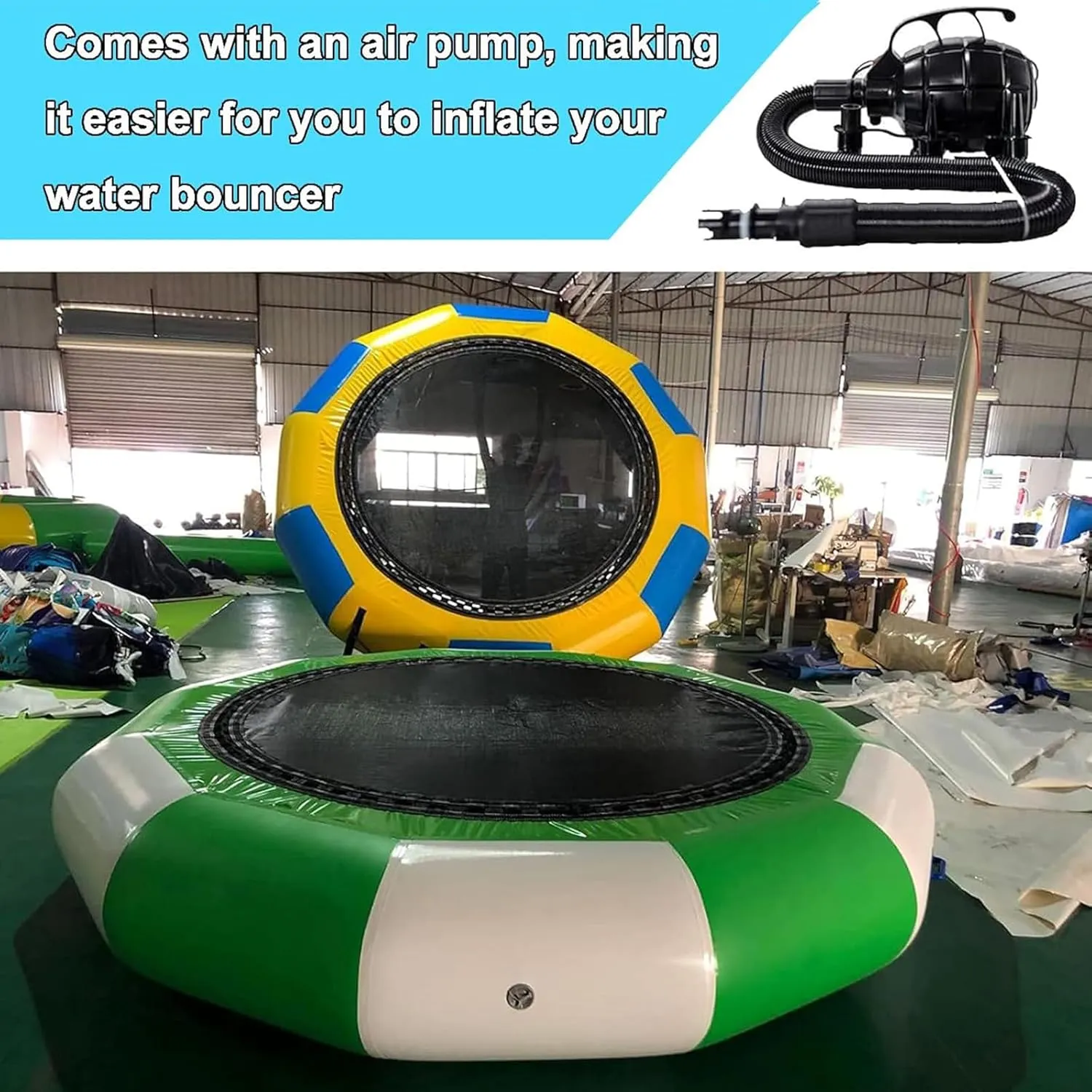 Water Inflatable Trampoline, 10Ft 13Ft 16Ft Water Slide/Lake Trampoline Inflatable Swim Platform for Adults and Kids, Bounce Splash Pad Water Trampoline (Blue16FT)