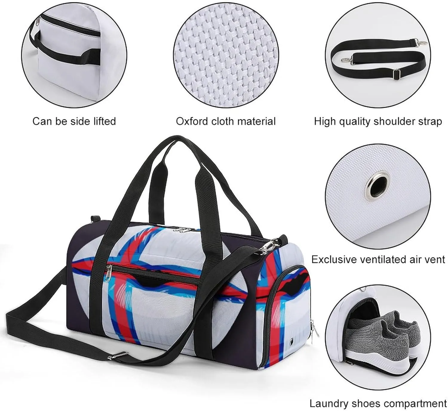 Waterproof Faroe Lslands Flag Duffel Bag with Shoe Compartment Lightweight Travel Gym Bag