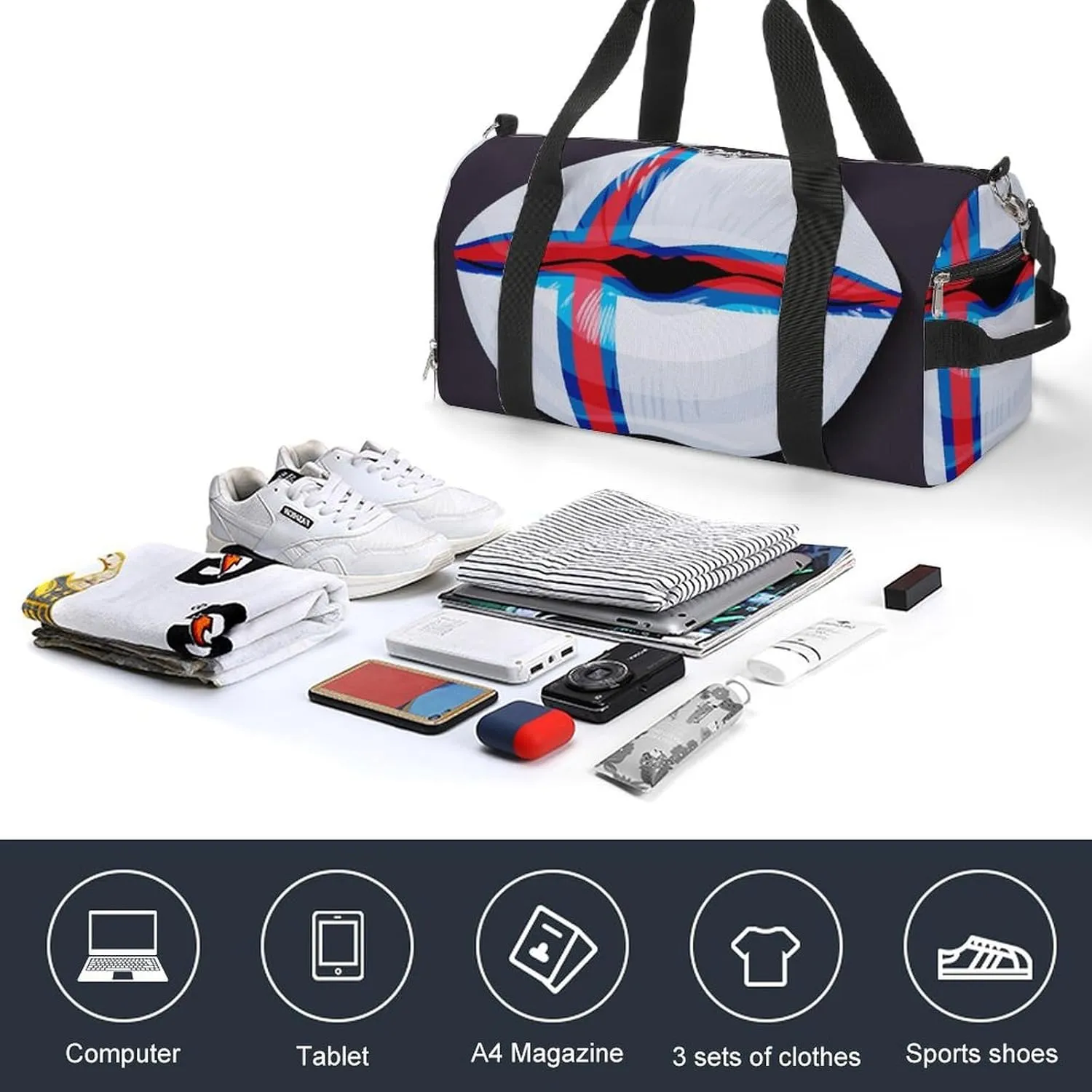 Waterproof Faroe Lslands Flag Duffel Bag with Shoe Compartment Lightweight Travel Gym Bag