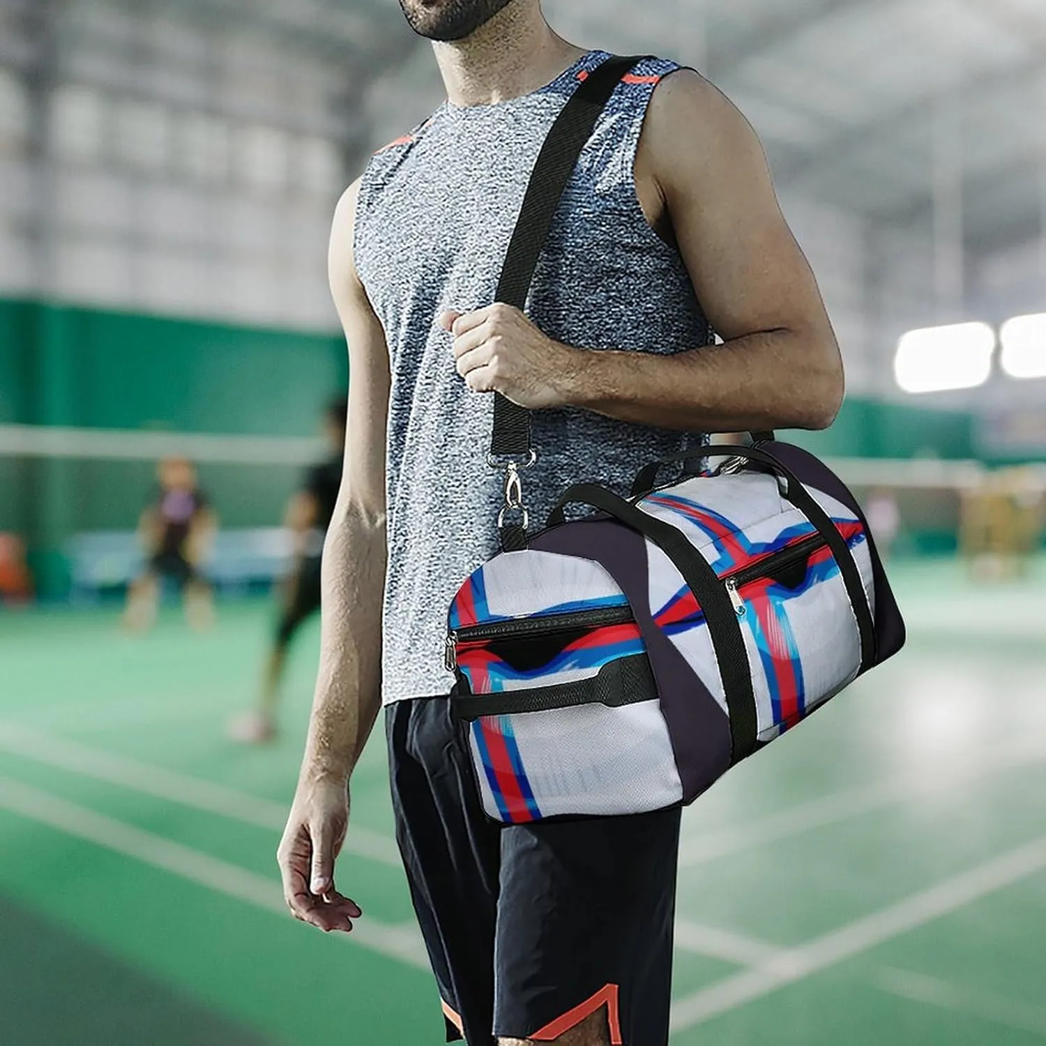 Waterproof Faroe Lslands Flag Duffel Bag with Shoe Compartment Lightweight Travel Gym Bag