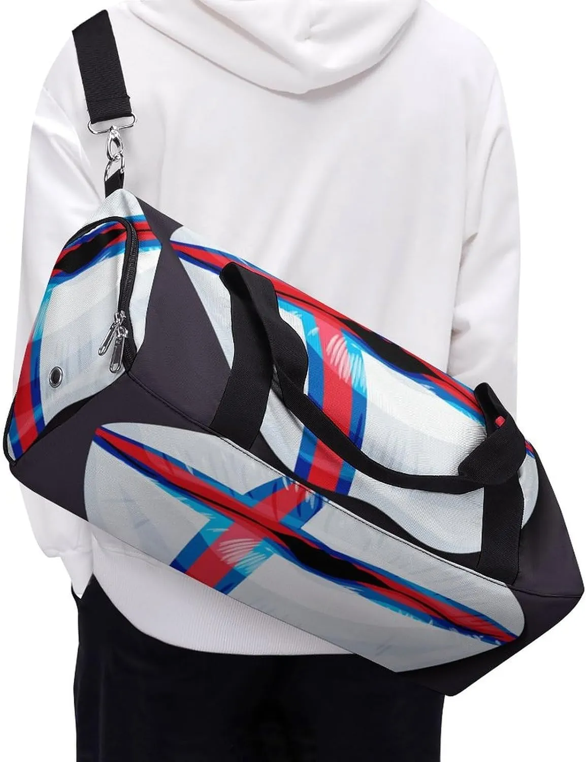 Waterproof Faroe Lslands Flag Duffel Bag with Shoe Compartment Lightweight Travel Gym Bag