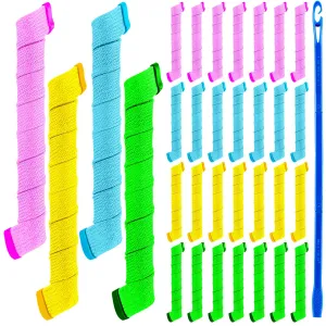 Wave Curlers Kit for Hair Supplies - 42 Spiral Curling Rods, No Heat Hair Styling with 40 Rollers and 2 Hooks (11.8 Inch)