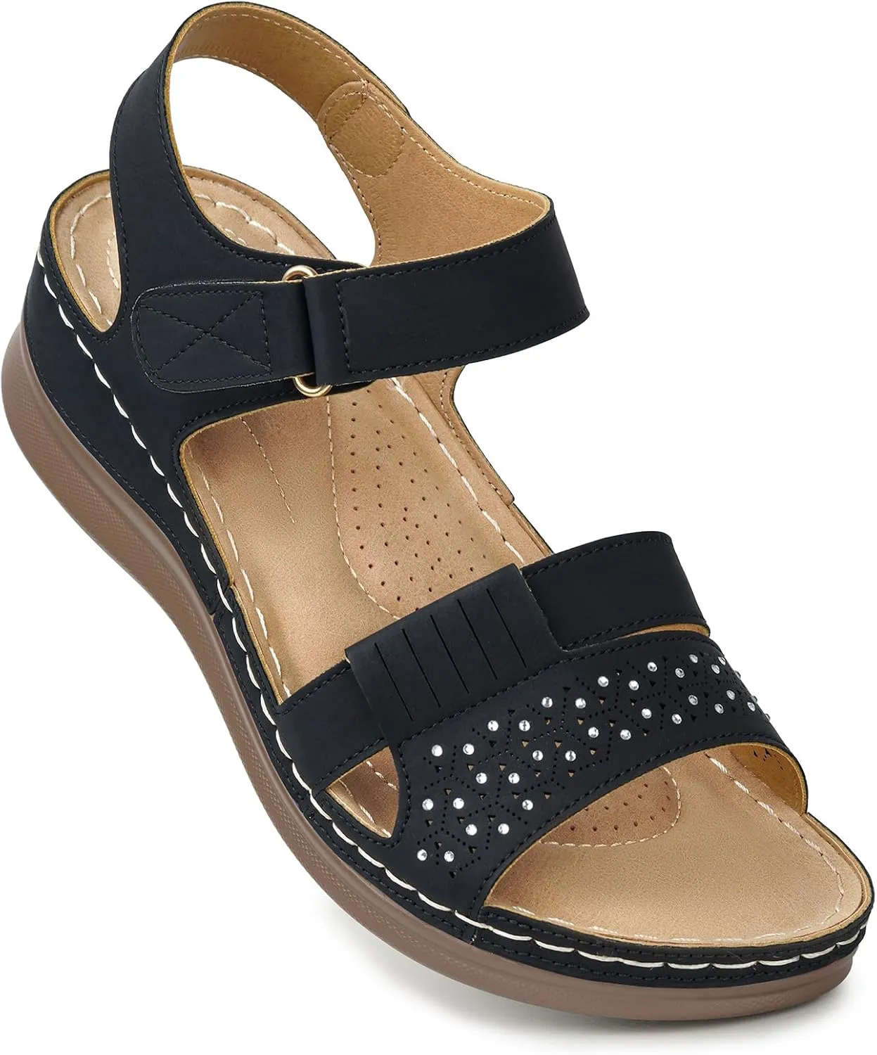 Wedge Sandals for Women Dressy - Comfortable Womens Wedge Sandals Low Heel Walking Flat Shoes