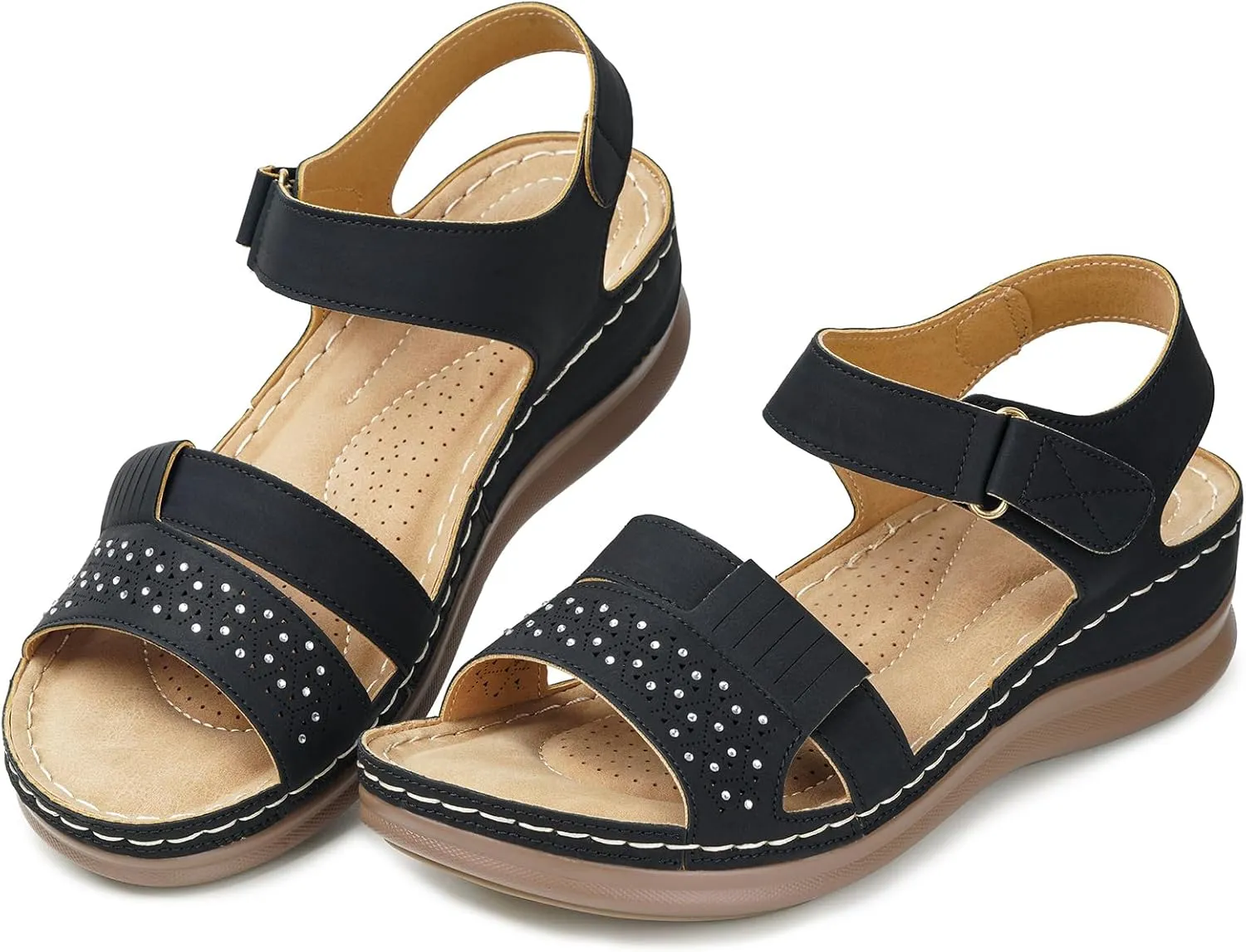 Wedge Sandals for Women Dressy - Comfortable Womens Wedge Sandals Low Heel Walking Flat Shoes