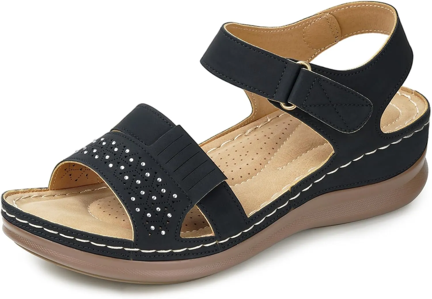 Wedge Sandals for Women Dressy - Comfortable Womens Wedge Sandals Low Heel Walking Flat Shoes