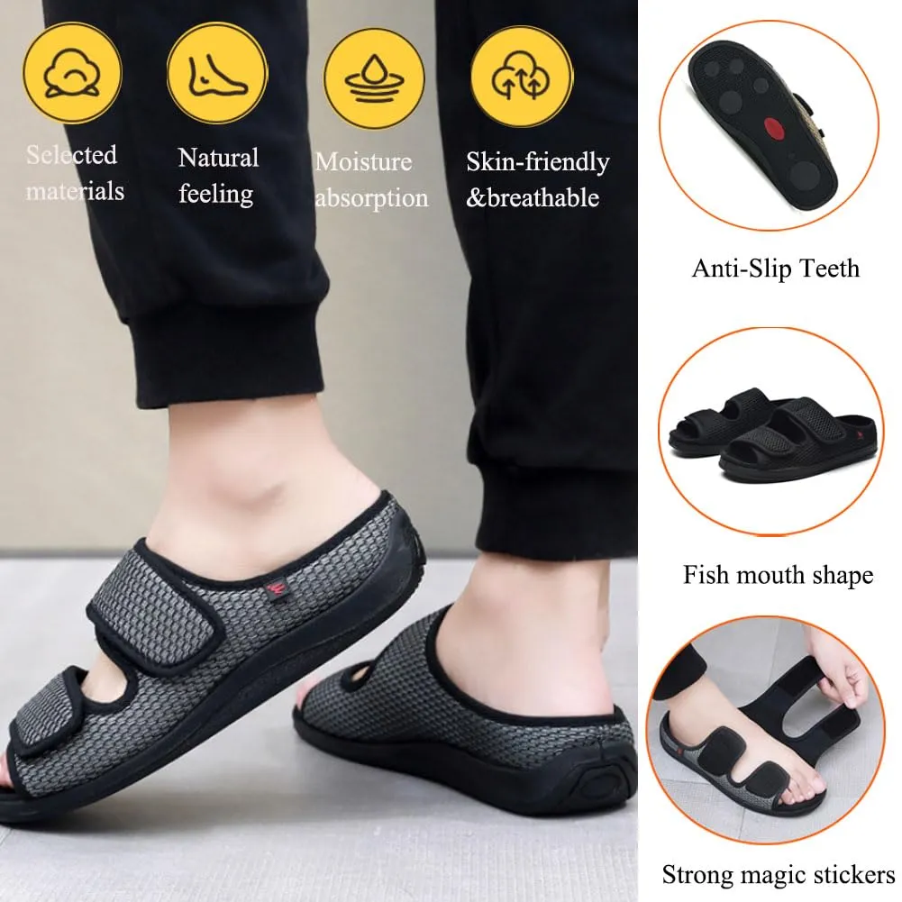 WEEOATAR Diabetic Slippers,Post Surgery Shoes,Medical Walking Shoes,Adjustable,Slip-on and Wide Orthopedic Shoes with Magic Stickers for Diabetics,Swollen Feet&Arthritis Edema(Woman Yellow,8.0/240cm)