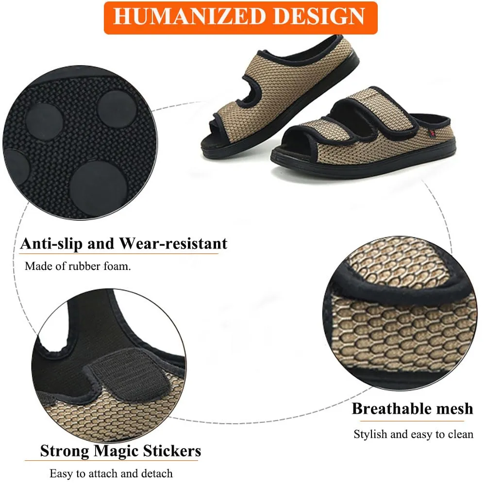 WEEOATAR Diabetic Slippers,Post Surgery Shoes,Medical Walking Shoes,Adjustable,Slip-on and Wide Orthopedic Shoes with Magic Stickers for Diabetics,Swollen Feet&Arthritis Edema(Woman Yellow,8.0/240cm)